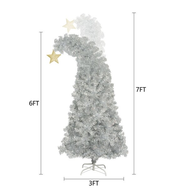 6FT Artificial Fir Bent Top Halloween Christmas Tree with 300 LED Lights Xmas Halloween Style