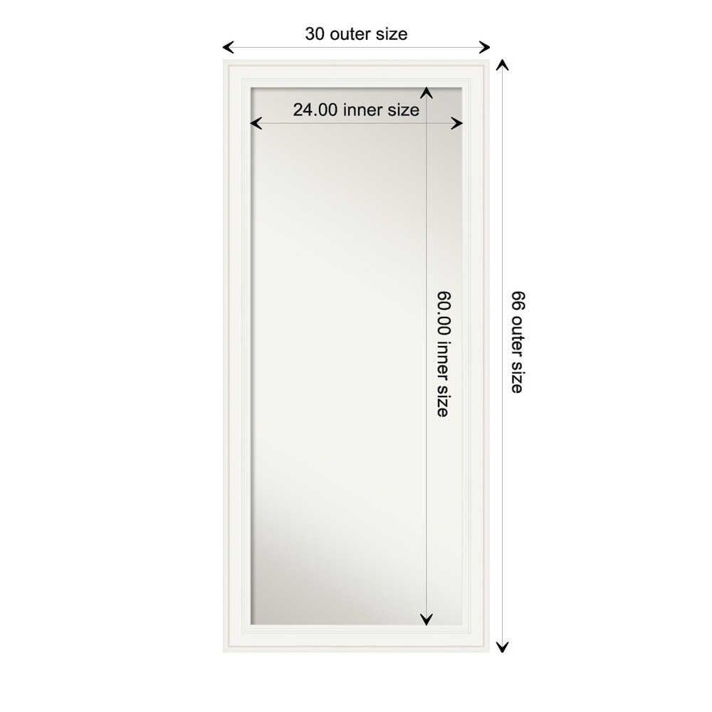 Non Beveled Wood Full Length Floor Leaner Mirror 29.5 x 65.5 in.   Ridge White Frame   Ridge White   30 x 66 in