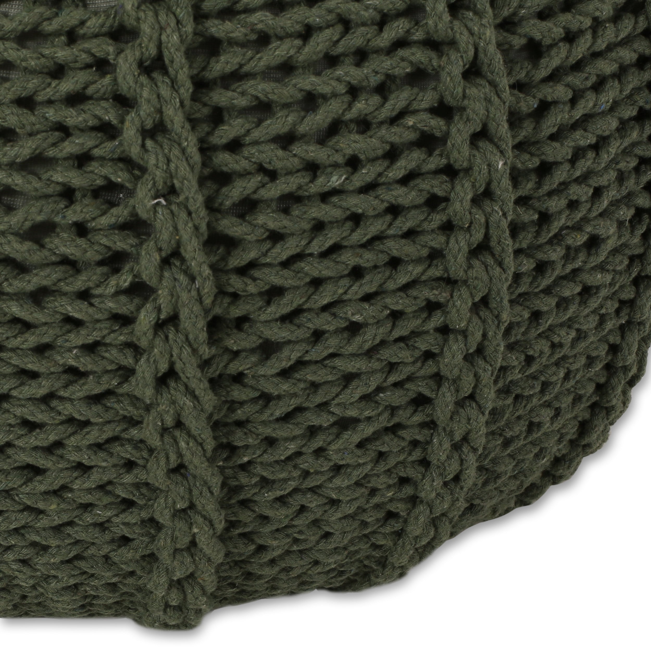 Agatha Modern Knitted Cotton Round Pouf