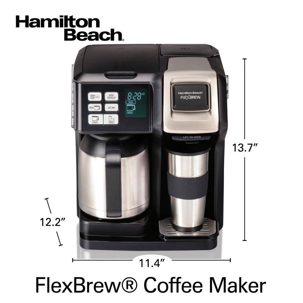 Hamilton Beach Flex Brew 2-Way 10-Cup Black Drip Coffee Maker with Thermal Carafe 49966