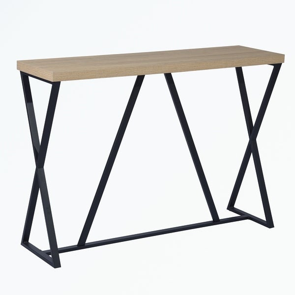 Wood Rectangle Console Table with Metal Frame