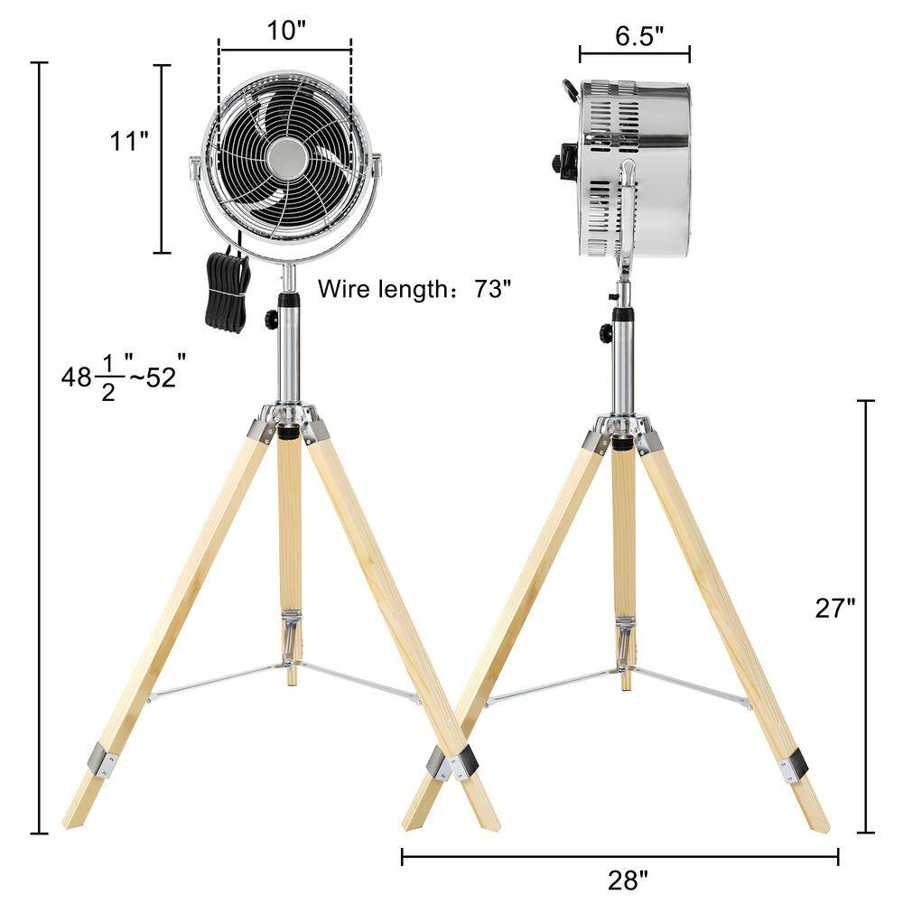 dubbin Silver 10-in. Tripod Floor Fan with 3-Speed Settings and Wide Angle - Ideal for Bedroom Living Room and Office Use FXFAN-7025