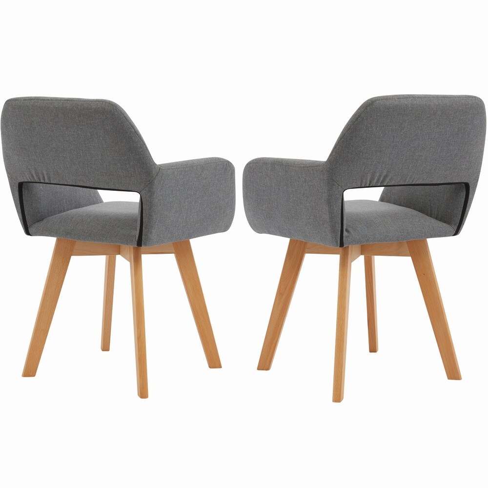 Modern Linen Fabric Dining Chairs (Set of 2)