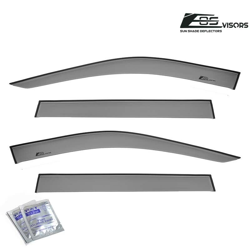 Replacement For 2017-2022 Jeep Compass | EOS Visors JDM Tape-On Style SMOKE TINTED Side Vents Window Deflectors Rain Guard DWV-V206