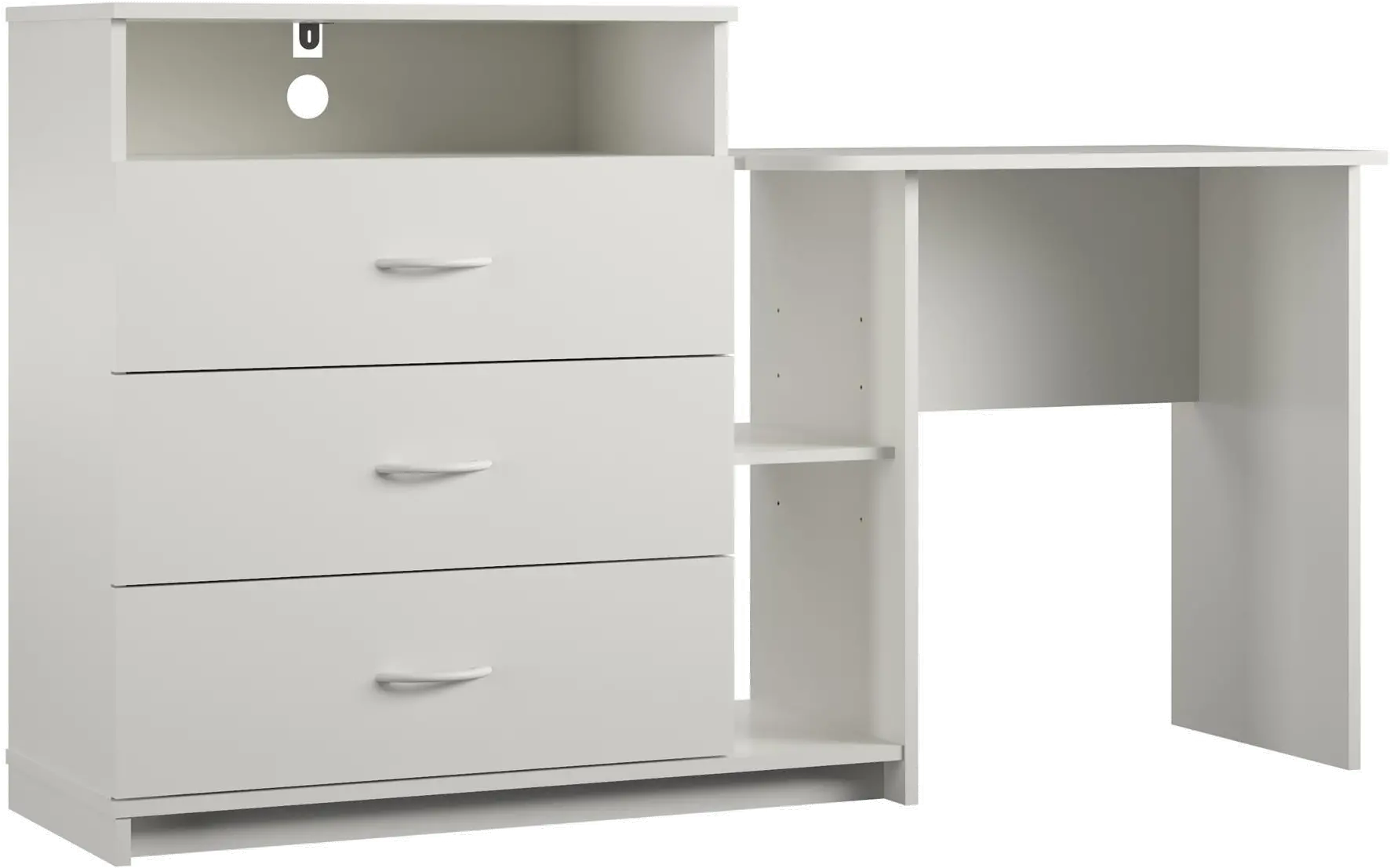 Rebel Transitional White 3 in 1 Media Dresser and Desk Combo