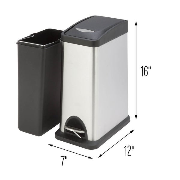 2.1 gal Rectangular Stainless Steel Step On Kitchen Trash Can