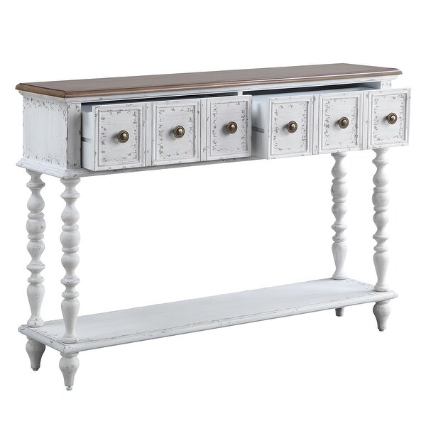 Console Table in Dark Charcoal and Antique White Finish