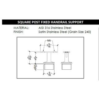 IAM Design Square Profile Top Mounted Post Flat Fixed Saddle Stainless Steel Handrail Support E019760185