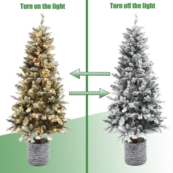 5.6Ft PreLit LED Artificial Slim Fir Christmas Tree with Pot