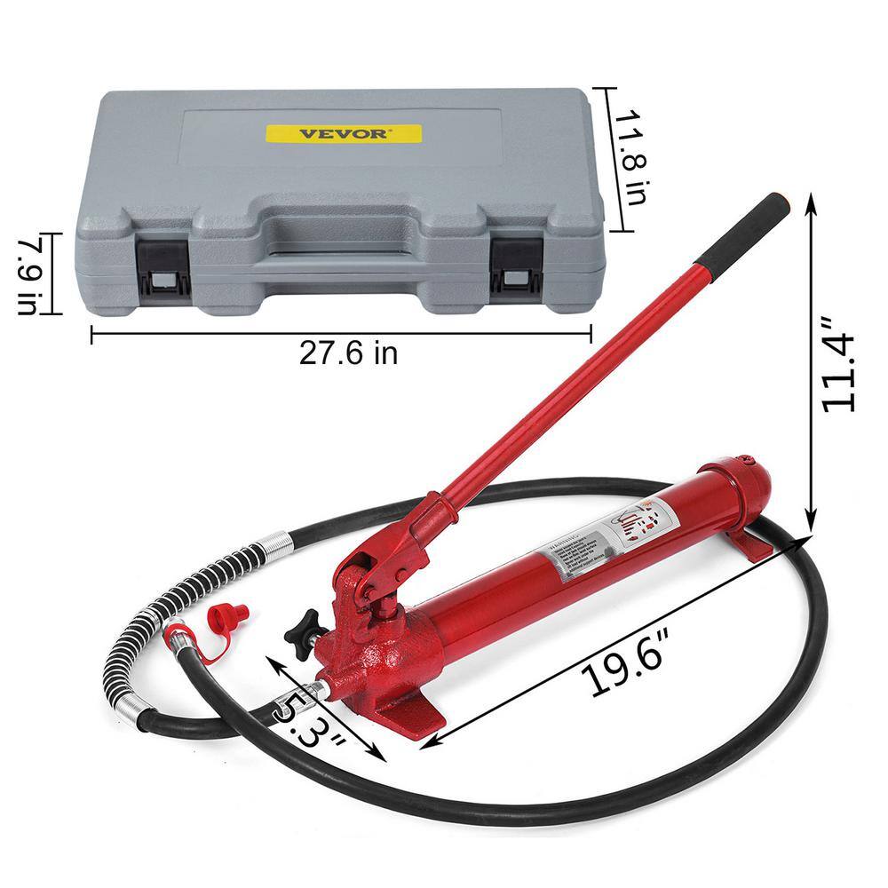 VEVOR 10-Ton Porta Power Kit 55.1 in. Oil Hose Hydraulic Car Jack Ram Autobody Frame Repair Tools GJ2M10TYYFLD00001V0