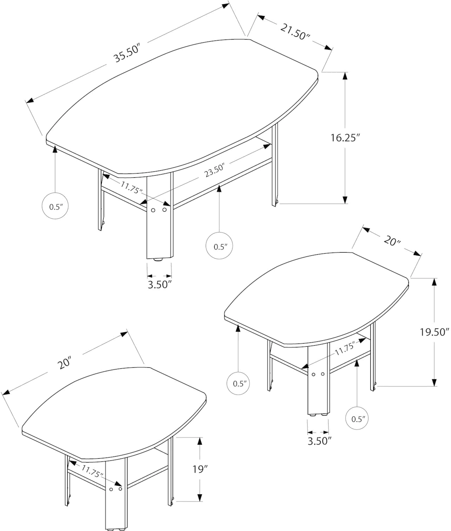 Traditional Cherry 3 Piece Occasional Table Set