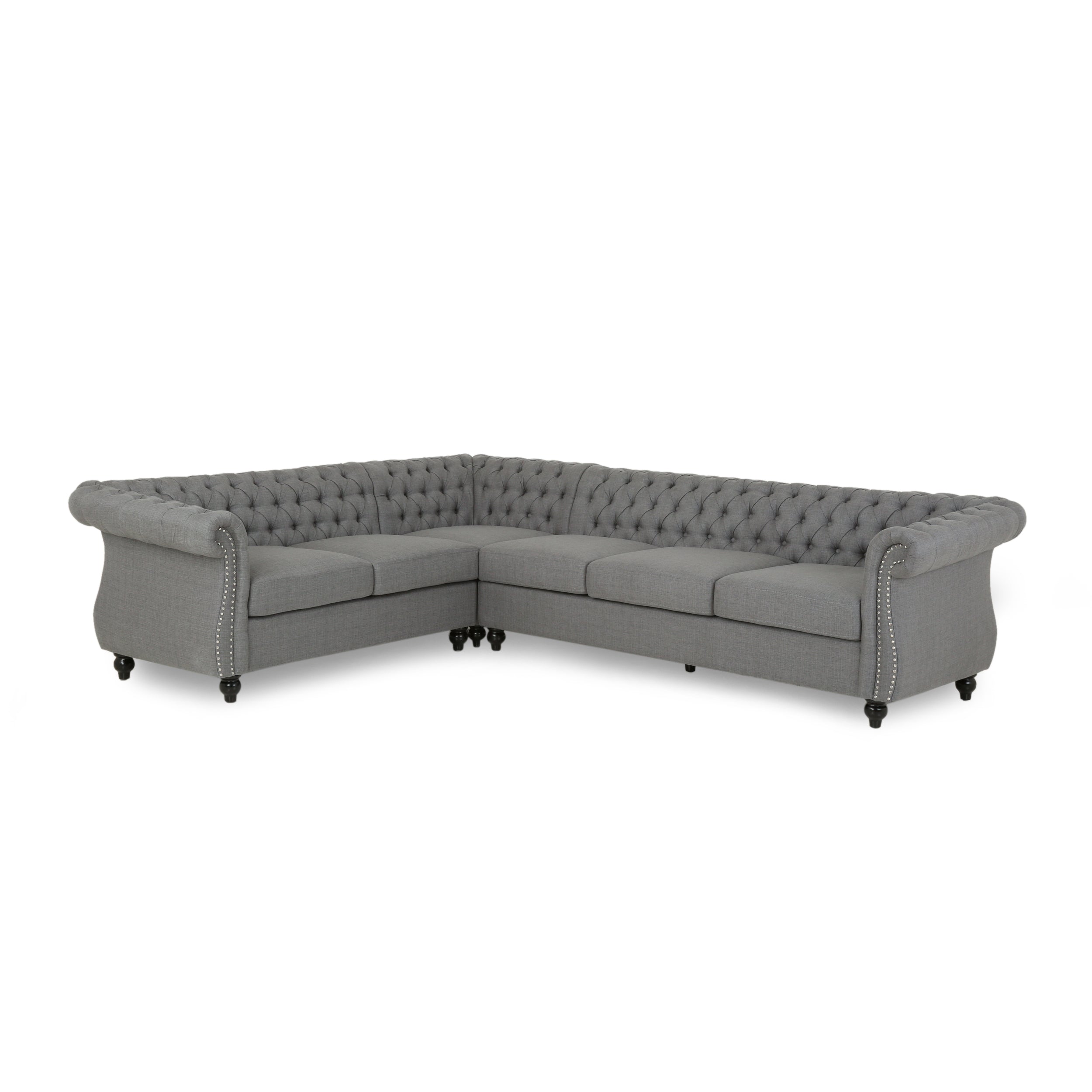 Rachel 6 Seater Tufted Fabric Chesterfield Sectional