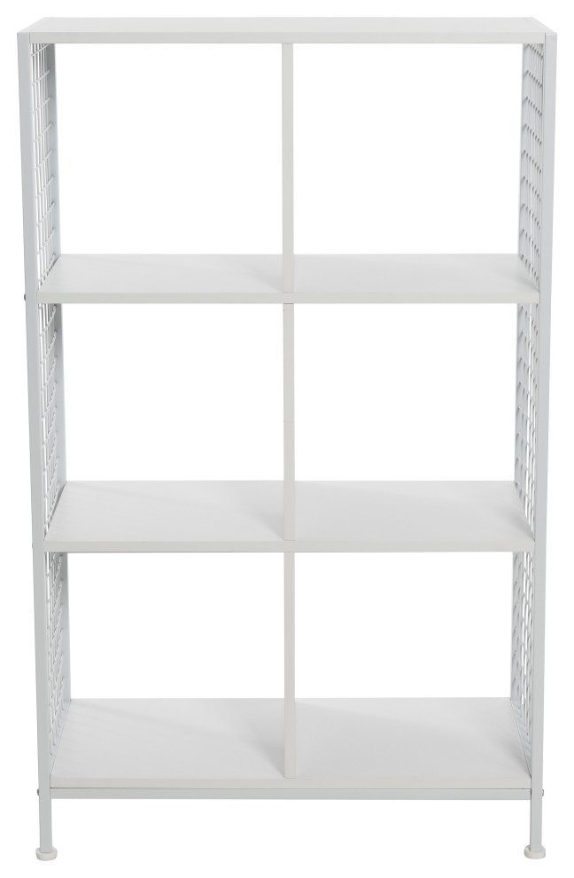 Trellis Open Storage Bookshelf  6 Cube Scandinavian White  White Metal   Contemporary   Bookcases   by Household Essentials  Houzz