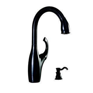 Glacier Bay Contemporary Single-Handle Pull-Down Sprayer Kitchen Faucet with Soap Dispenser in Bronze HD65710N-B8427D