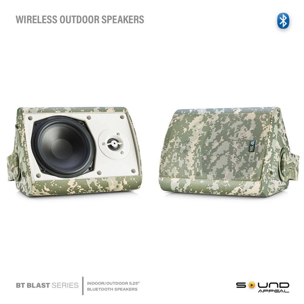 Sound Appeal 5.25 in. BT BLAST IndoorOutdoor Wireless Bluetooth Speaker Camouflage Pair SA-BLAST5-CF