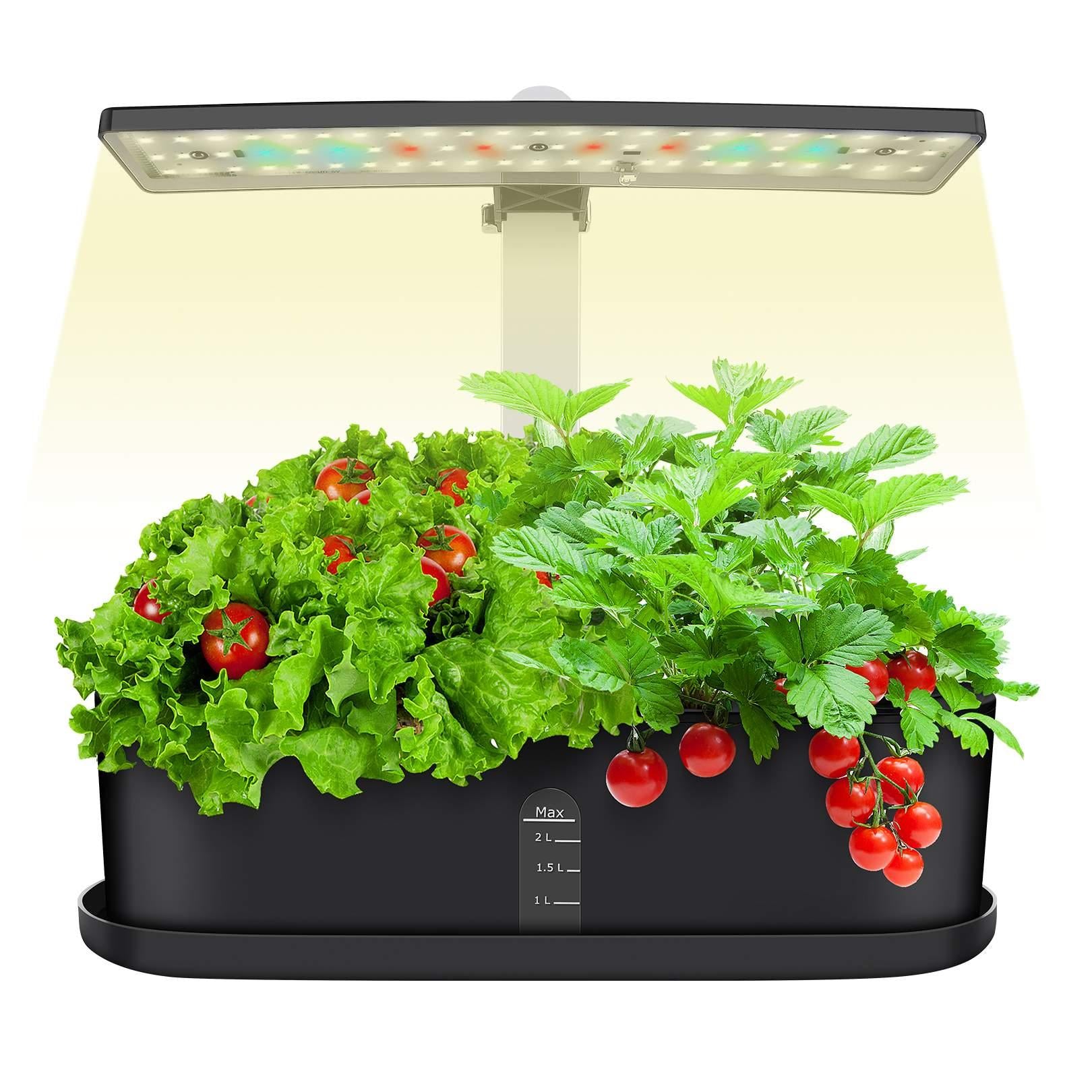 10 Pods Indoor Garden Kit， Hydroponics Growing System， Smart Herb Garden Planter W/ LED Grow Light， Automatic Timer Germination Starting Starter Kit for Home Kitchen Office， Height Adjustable