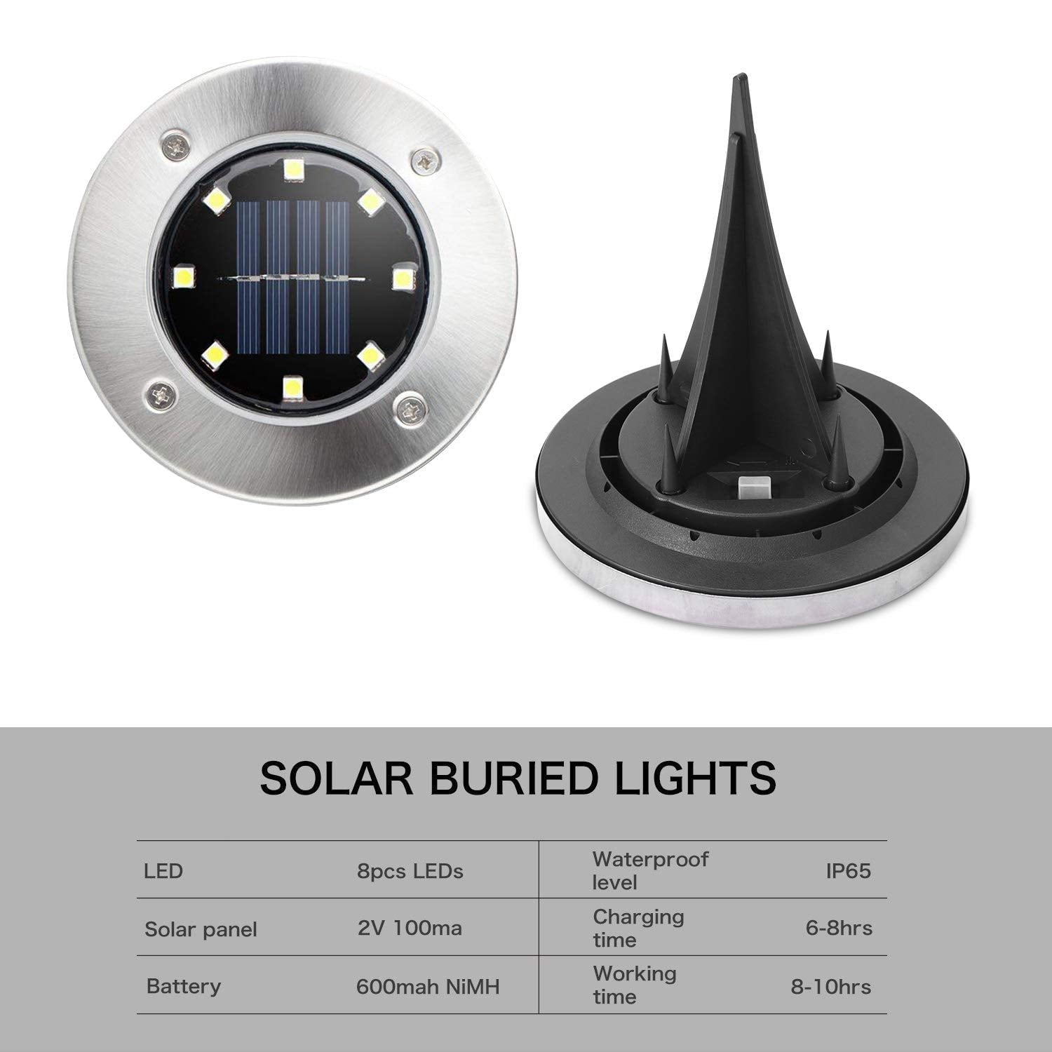 SOWAZ Solar Ground Lights,8 Leds Solar Disk Lights Powered, Waterproof Garden Pathway Outdoor in-Ground Lights for Yard, Deck, Lawn, Patio and Walkway (4 Pack) (White)