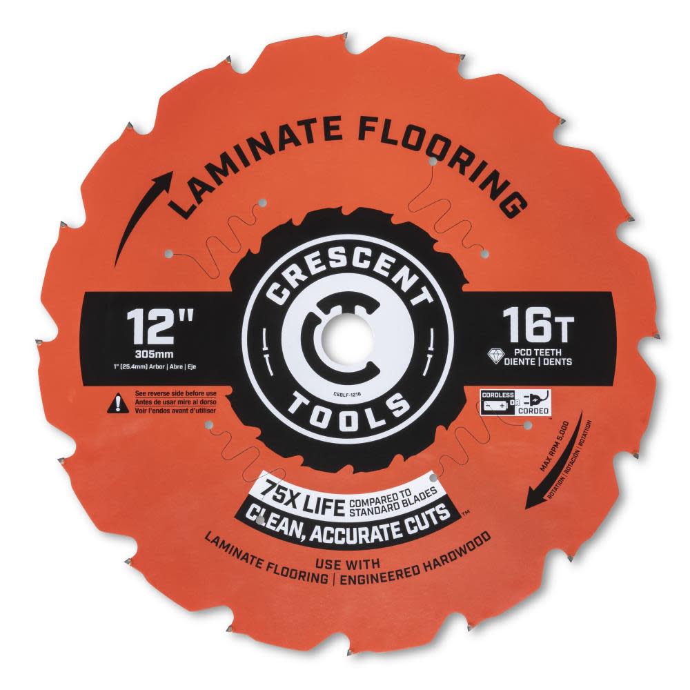 CRESCENT Circular Saw Blade 12 x 16 Tooth Laminate Flooring ;