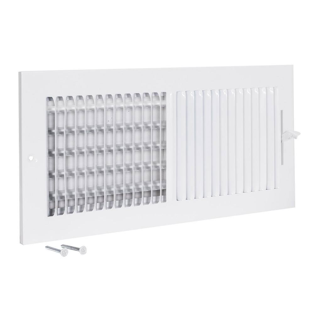 EZ-FLO 14 in. x 6 in. 2-Way Steel WallCeiling Register White 61613