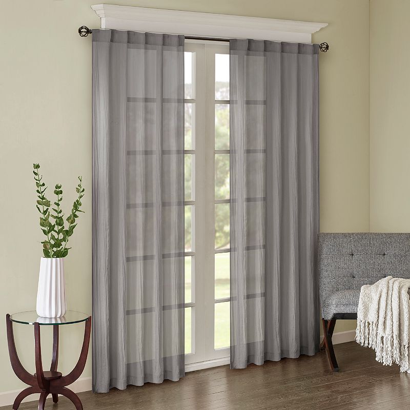 Madison Park 2-pack Kaylee Solid Crushed Sheer Window Curtains