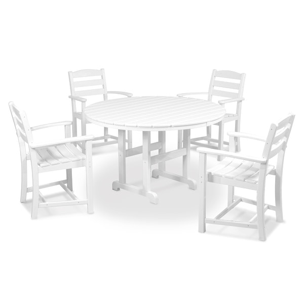 POLYWOOD La Casa Café 5Piece Round Farmhouse Dining Set