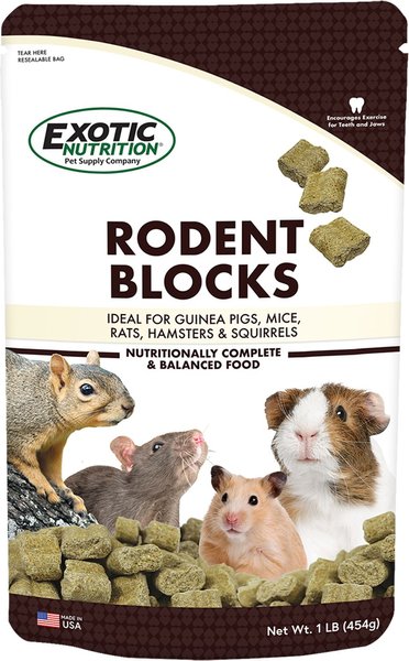 Exotic Nutrition Rodent Blocks Small Animal Food， 1-lb bag