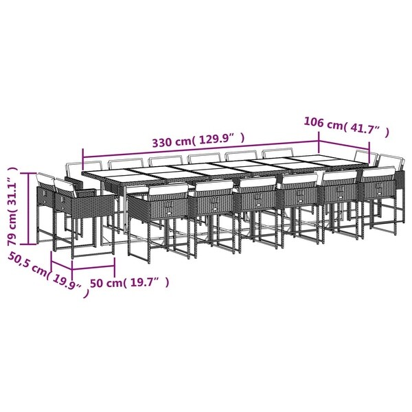 vidaX Patio Dining Set with Cushions Poly Rattan