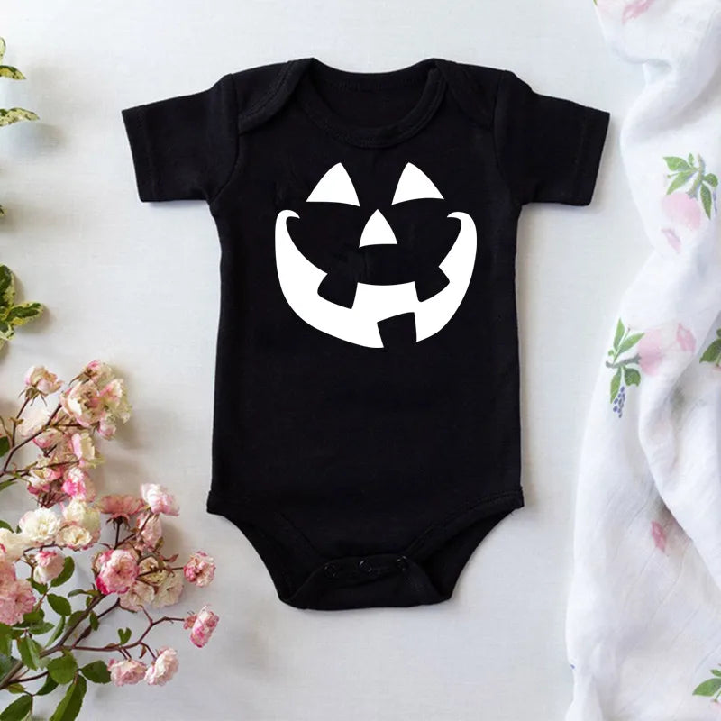 2020 Funny Halloween Newborn Baby Costume Black Short Sleeve Cotton Bodysuit Boys Baby Girl Clothing