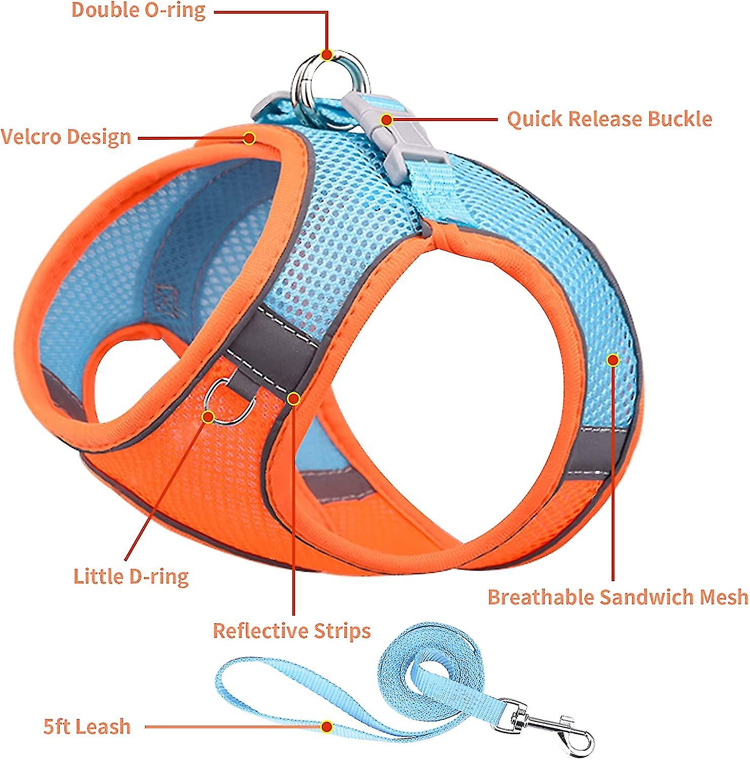 Veeki Walk-in Dog Harness And Leash Set - Summer Dog Vest， Super Breathable Mesh， Reflective Non-pull Pet Harness， Suitable For Outdoor Walking， Train