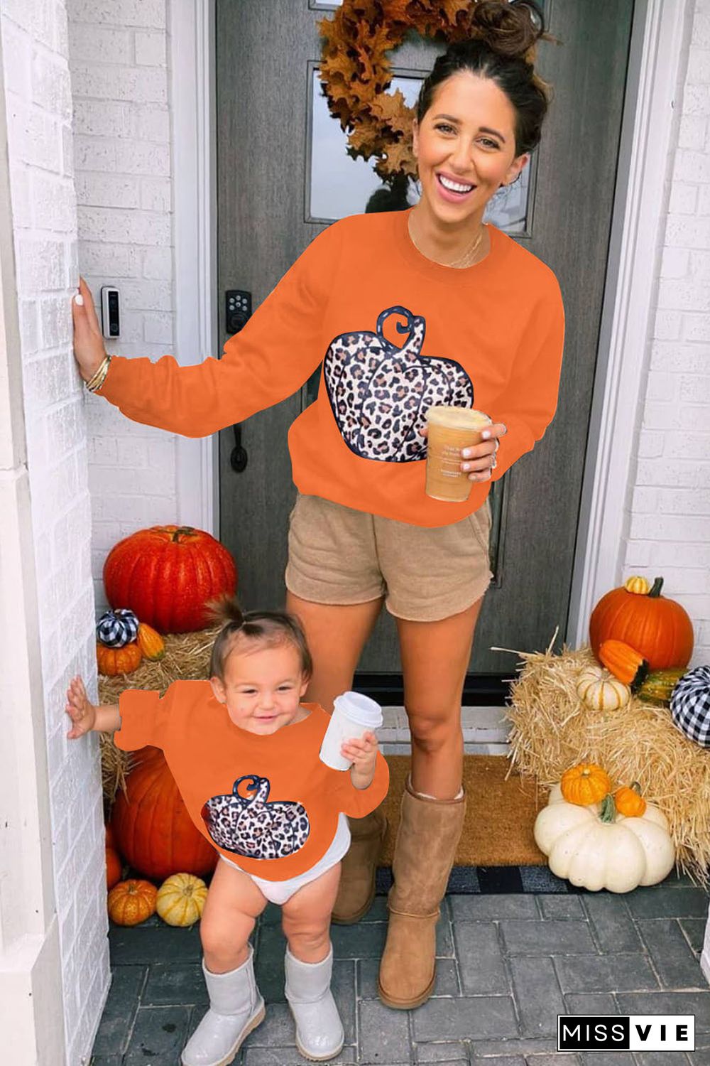 Halloween Pumpkin Print Parent-child Matching Mom's Pullover Sweatshirt