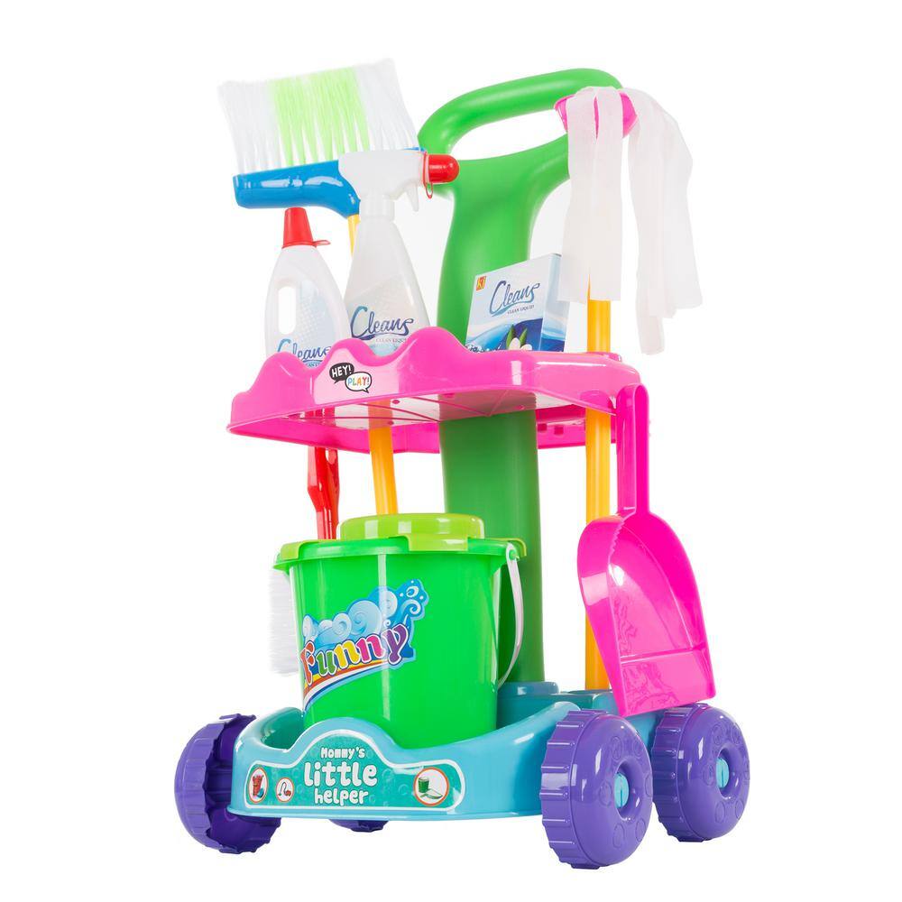 Hey! Play! Pretend Play Cleaning Set and Caddy on Wheels HW3300001