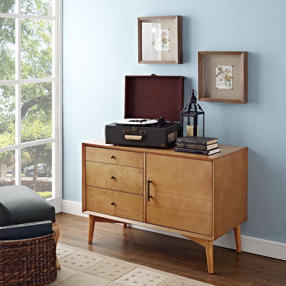 CROSLEY FURNITURE Landon 40 in. Acorn Rectangle Wood Console Table with Drawers CF1106-AC