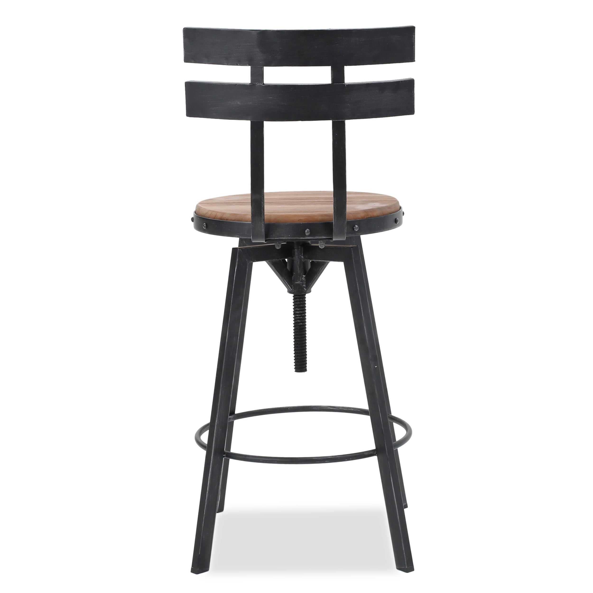 Poe Black Brush Silver Firwood Adjustable Barstool