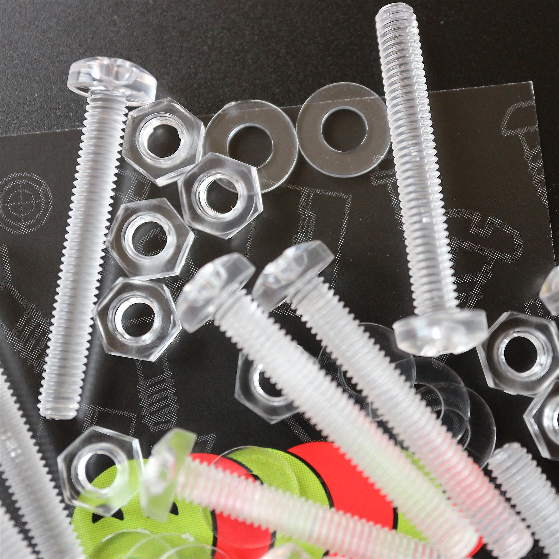 60x Clear Acrylic， Pan Head， M4 x 30mm， Plastic Bolts， Nuts and Washers - Screws