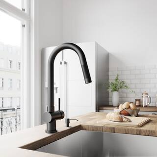 VIGO Gramercy Single Handle Pull-Down Spout Kitchen Faucet in Matte Black VG02008MB