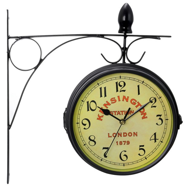 Bedford Clock Collection Double Sided Wall Clock Vintage Antique look Mount Station Clock