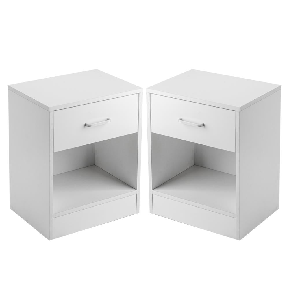 Ktaxon Set of 2 Nightstand End Tables Pair Bedroom Table Home Furniture with Drawer White