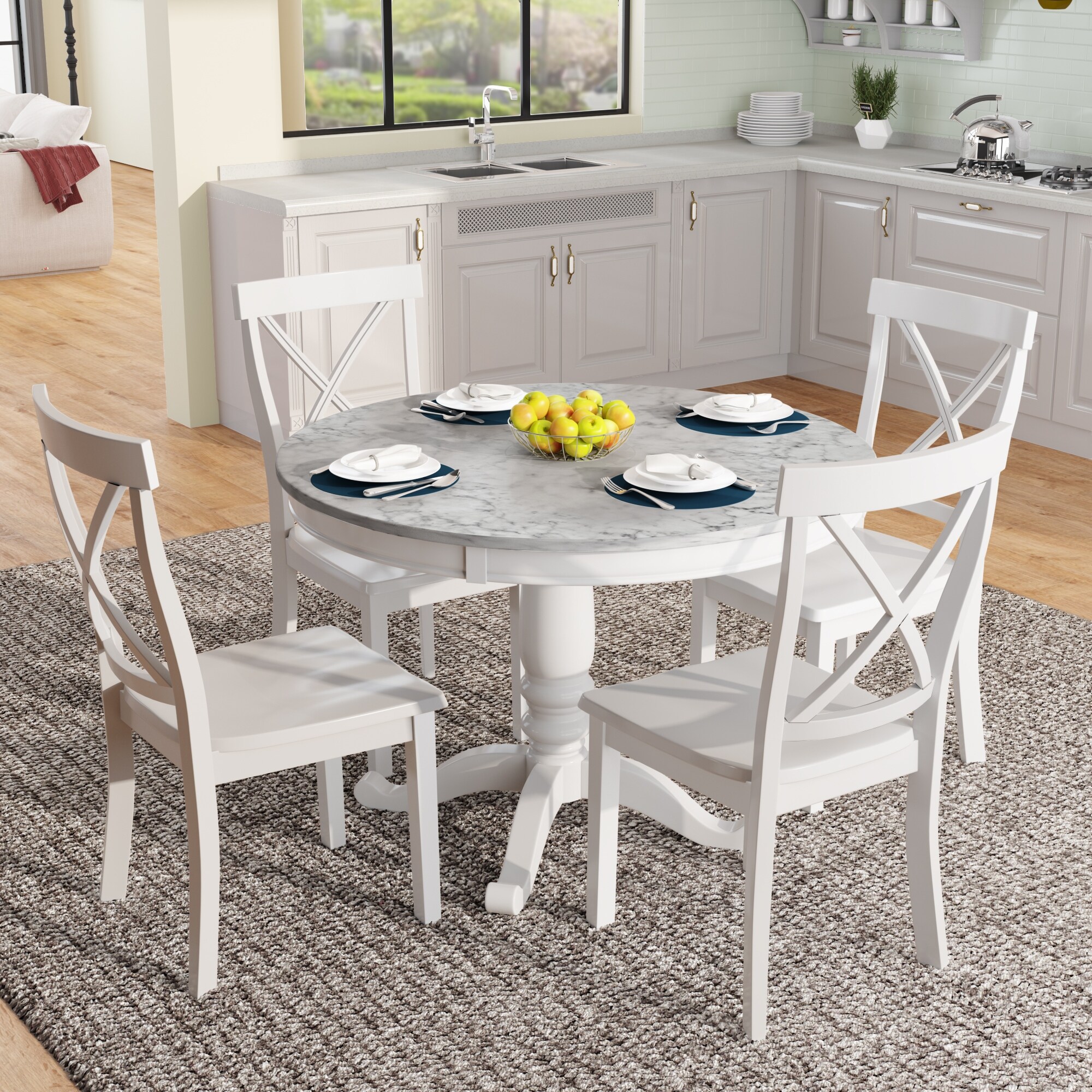 Williamspace 5-Piece 41.7in Modern Dining Set for Home， Kitchen， Dining Room