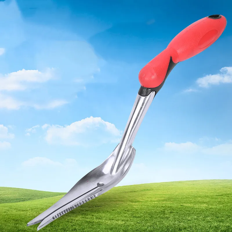 Stainless Steel Head Rubber Handle Garden Plant Transplanter Weeding Tools Sawtooth Hand Weeder