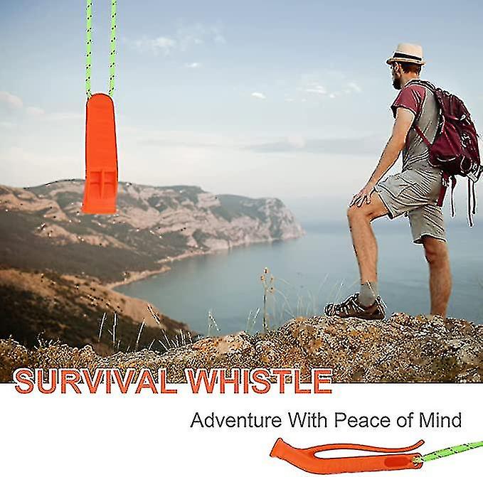 Emergency Whistles， Survival Whistles With Lanyard Extra Loud Plastic Whistle Signaling Whistle For Camping Swimming Boating Surfing Hiking 5pcs Orang