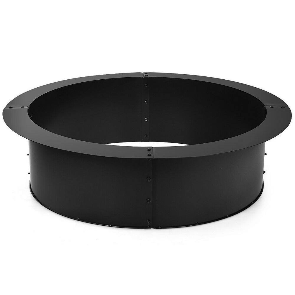 CASAINC 36 in. W x 10 in. H Round Steel Fire Pit Ring Liner for Ground Outdoor Backyard Wood HYFP-03