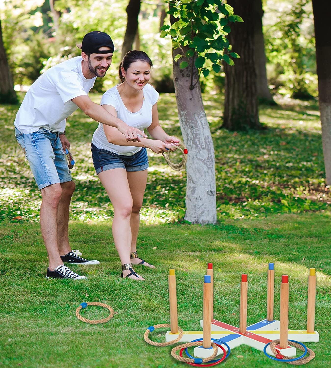 PACEARTH Ring Toss Game Yard Games Outdoor Games Lawn Game for Kids Adults Family and Party