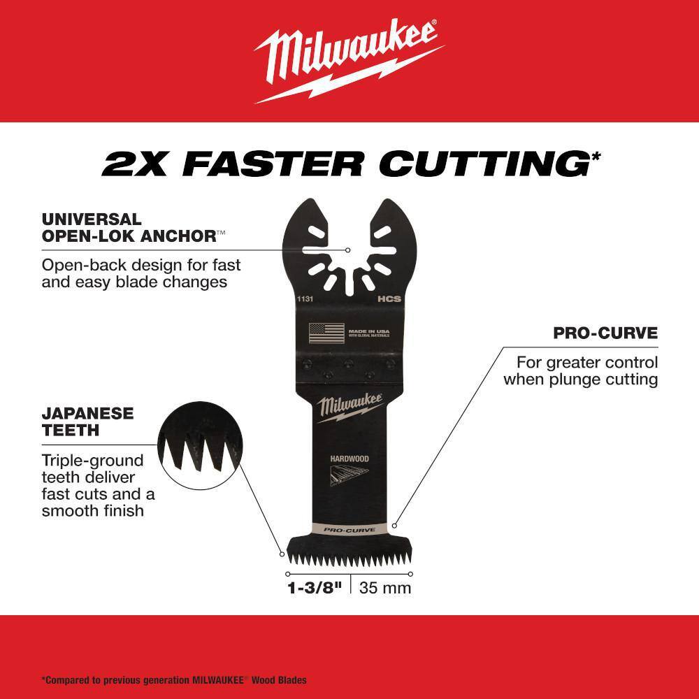 MW 1-38 in. High Carbon Steel Universal Fit Japanese Teeth Hardwood Cutting Multi-Tool Oscillating Blade (1-Pack) 49-25-1131