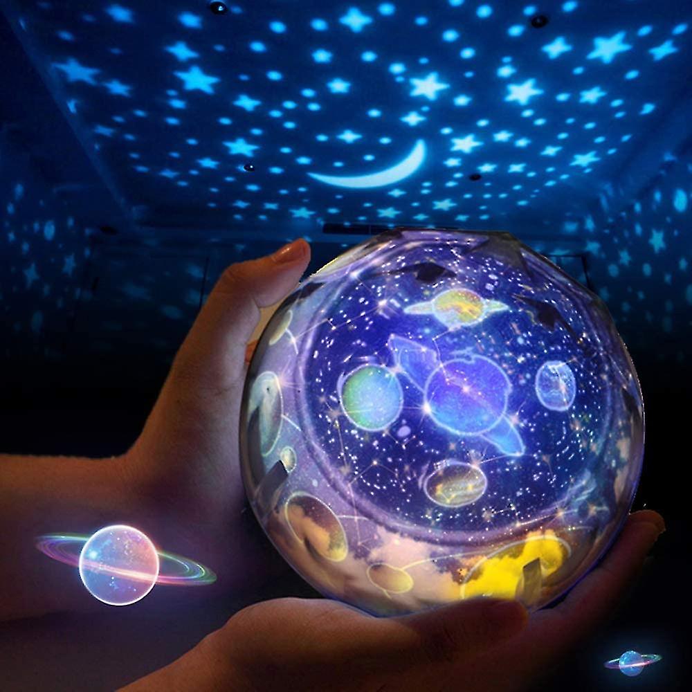 Night Light Projector For Kids - 360 Rotating Planet Universe Projection Lamp Rotatable With 5 Films And 4 Modes For Bedroom Adults Kids Baby Bedroom