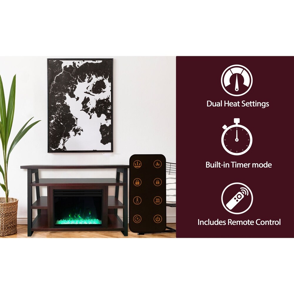 Cambridge 32 In. Sawyer Industrial Electric Fireplace Mantel with Deep Crystal Display and Color Changing Flames  Mahogany