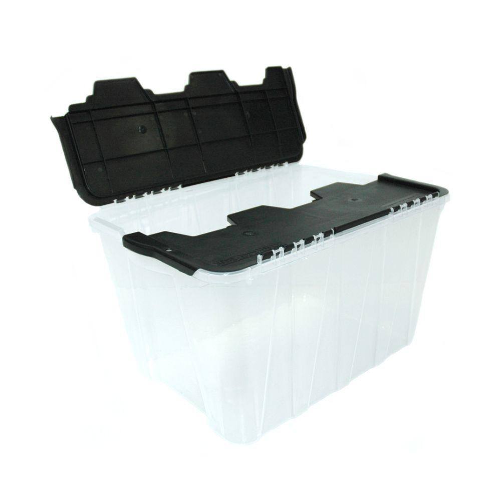HDX Clear 12 Gal. Flip Top Storage Tote 211512