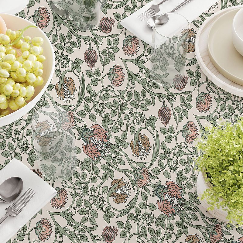 Rectangular Tablecloth， 100% Cotton， 52x104， Floral 63