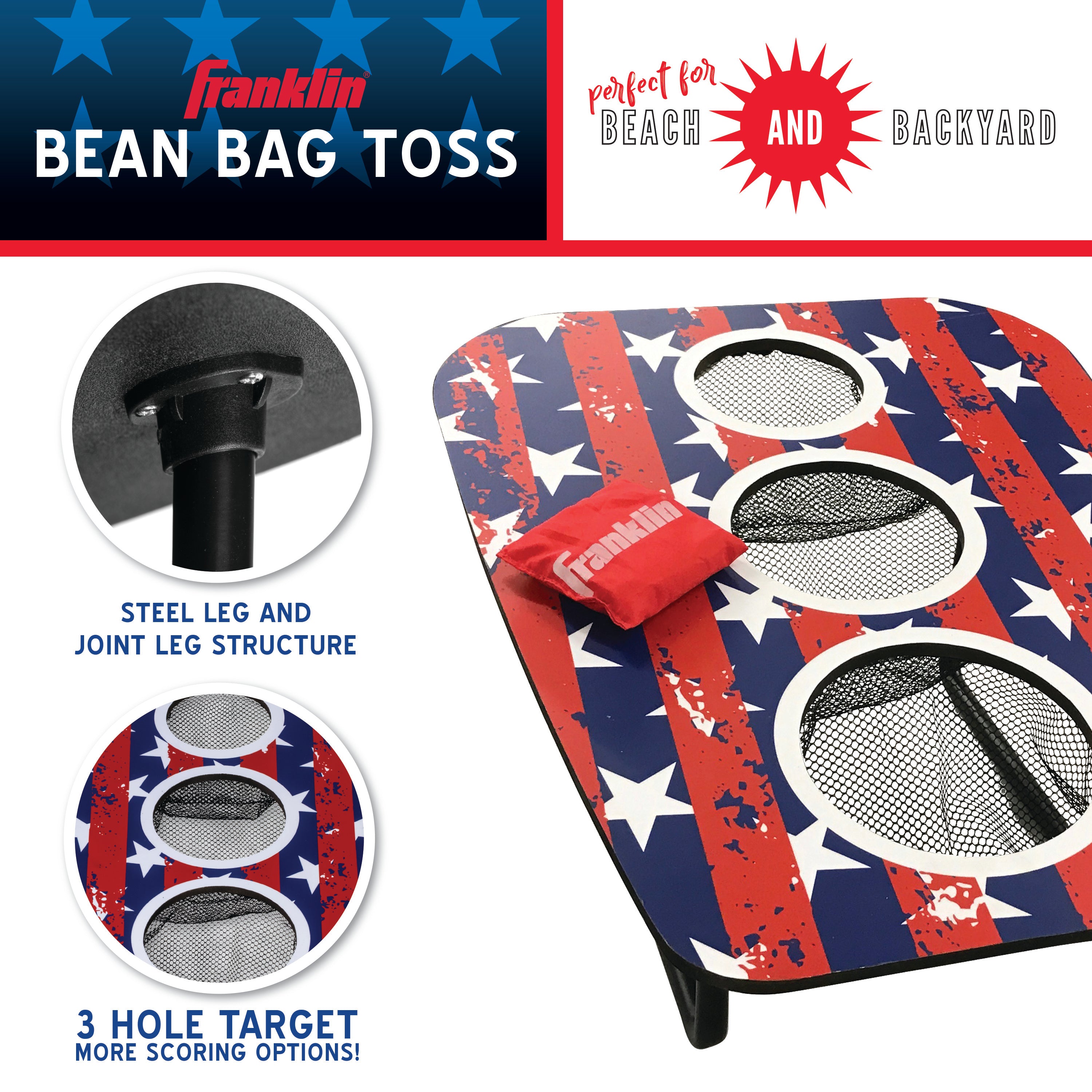 Franklin Sports Cornhole Set - 3 Hole Bean Bag Toss Boards + Bags