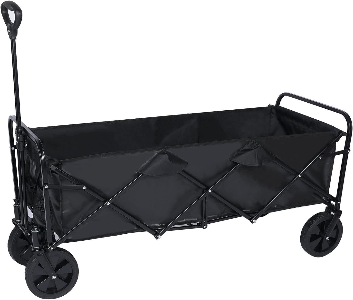 YSSOA Folding Utility Outdoor Garden Cart Wagon， 330LBS Heavy Loaded ，Black