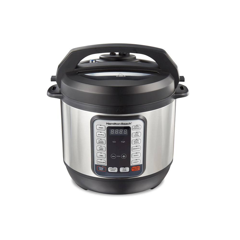 Hamilton Beach 8 Qt. Stainless Steel Electric QuikCook Pressure Cooker with 12-Preset Functions 34508